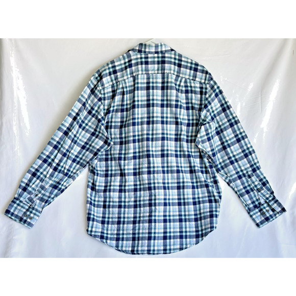 Izod Seaside Twill Shirt Men's Size M Long Sleeve Button Up Pockets Blue Plaid - Picture 5 of 6